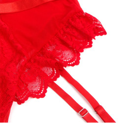 Subblime - Teddy Avec Jarretière Avec Détail Dentelle Et Bandes Rouge S/M